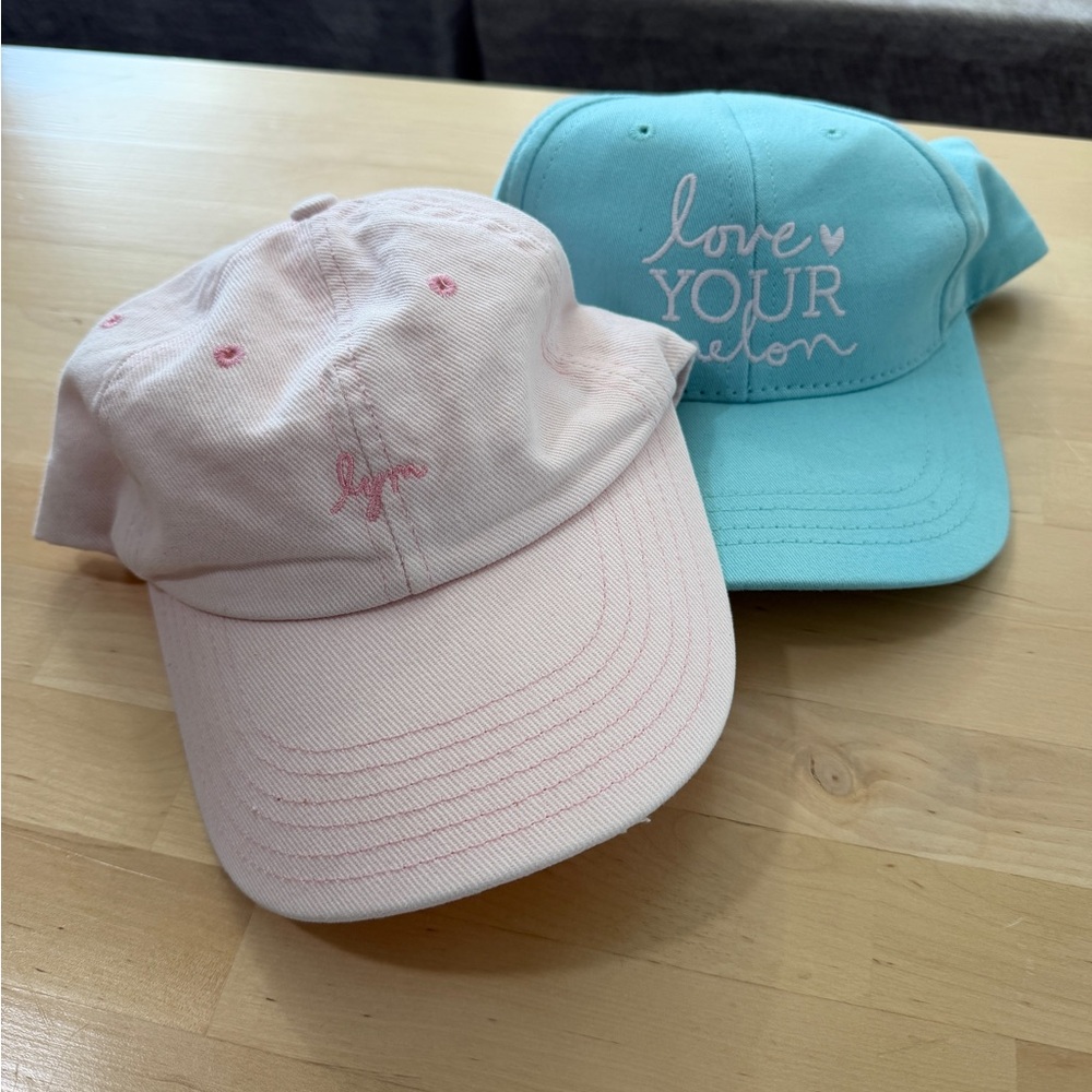 Love Your Melon Pastel Pink and Aqua Caps